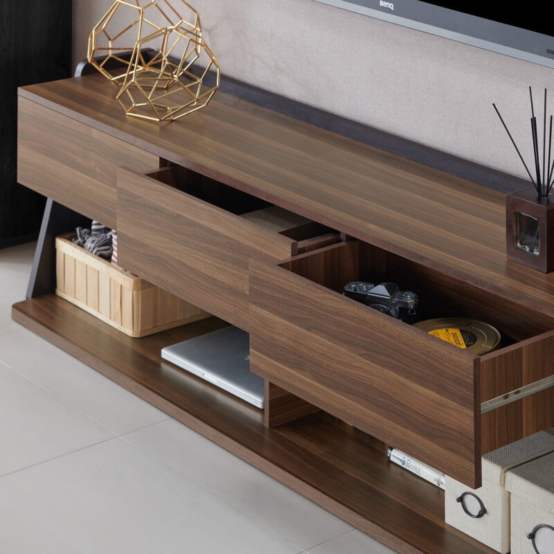 Furniture of America Taren TV Stand for TVs up to 80", Light Walnut - Image 5