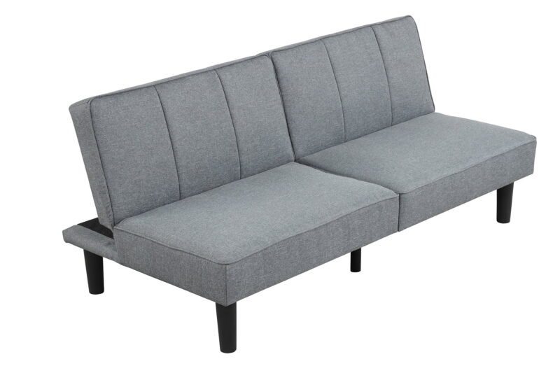 Mainstays 66" Studio Futon, Gray Linen Upholstery - Image 4