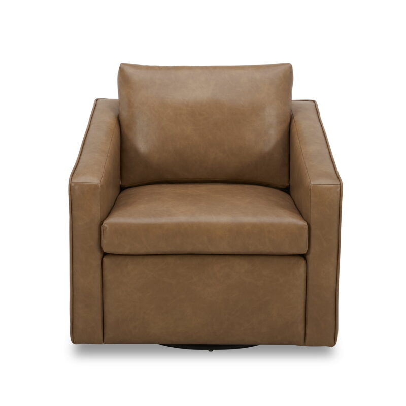 Better Homes & Gardens Steele Swivel Accent Chair, Camel Faux Leather - Image 6