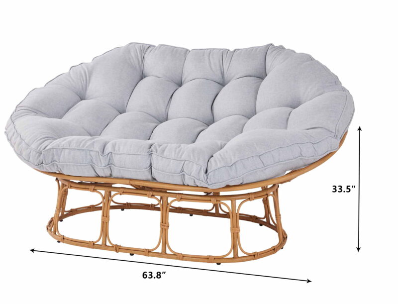 Better Homes & Gardens Double Papasan Accent Chair, Grey Linen - Image 3