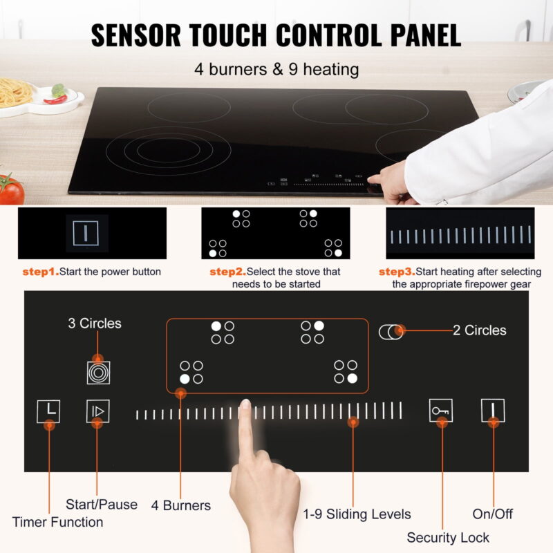 BENTISM Built-in Electric Cooktop Radiant Ceramic Cooktop 4 Burners 30.3x20.5 inch - Image 3