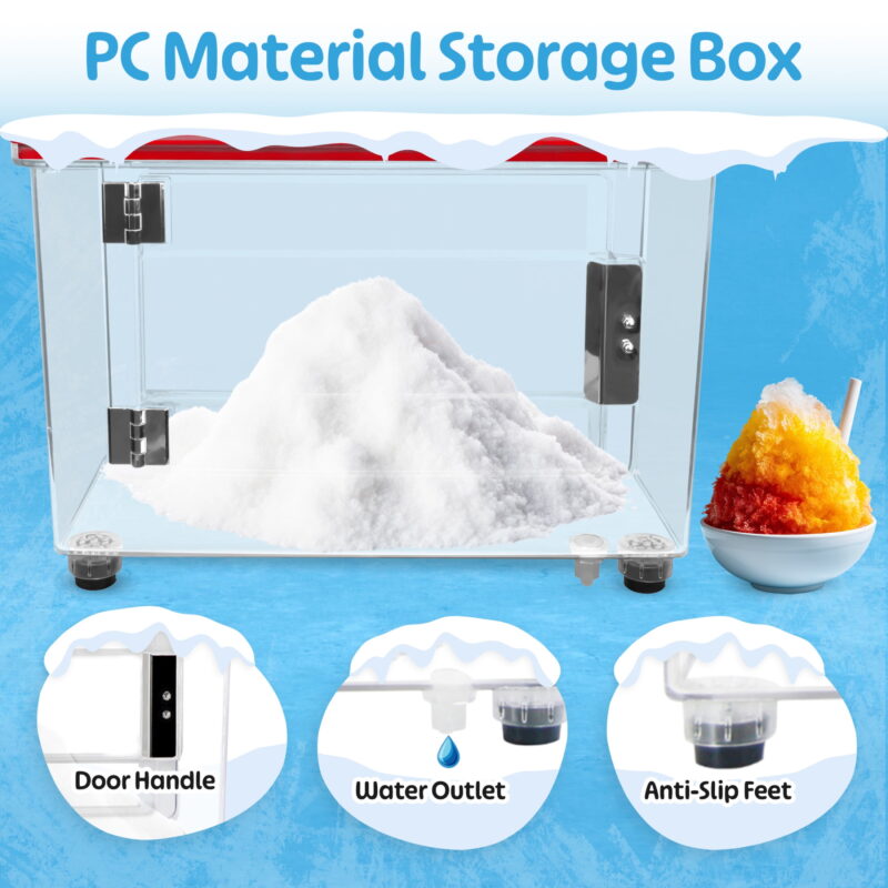 Electric Ice Crusher Machine, 250W Dual Blade Slushie Maker with 39L Bin, Heavy-Duty for Commercial Use (Red) by Great Northern Popcorn - Image 6