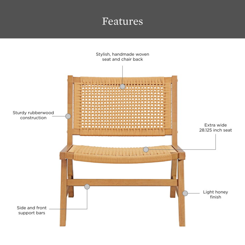 Better Homes & Gardens Vista Woven Accent Chair, Light Honey Finish - Image 4
