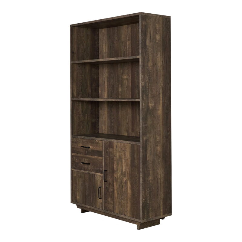 Furniture of America Cadena Multi-Storage Bookcase, Reclaimed Oak - Image 4
