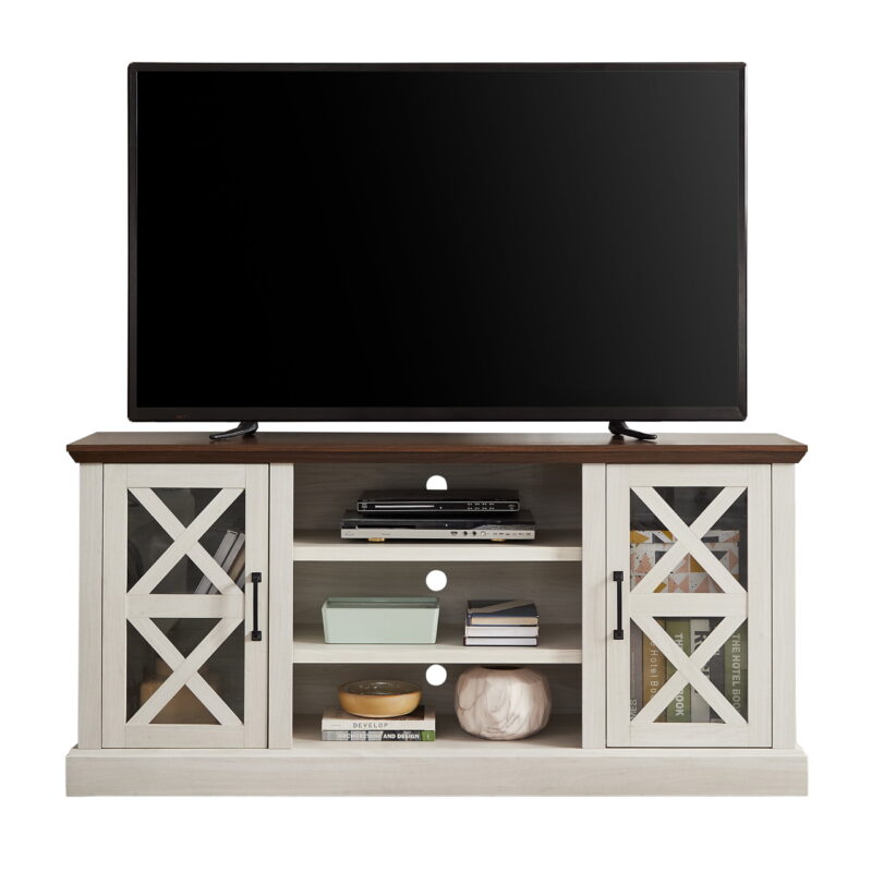 Mainstays Farmhouse TV Stand for TVs up to 70", off-White/Walnut - Image 4