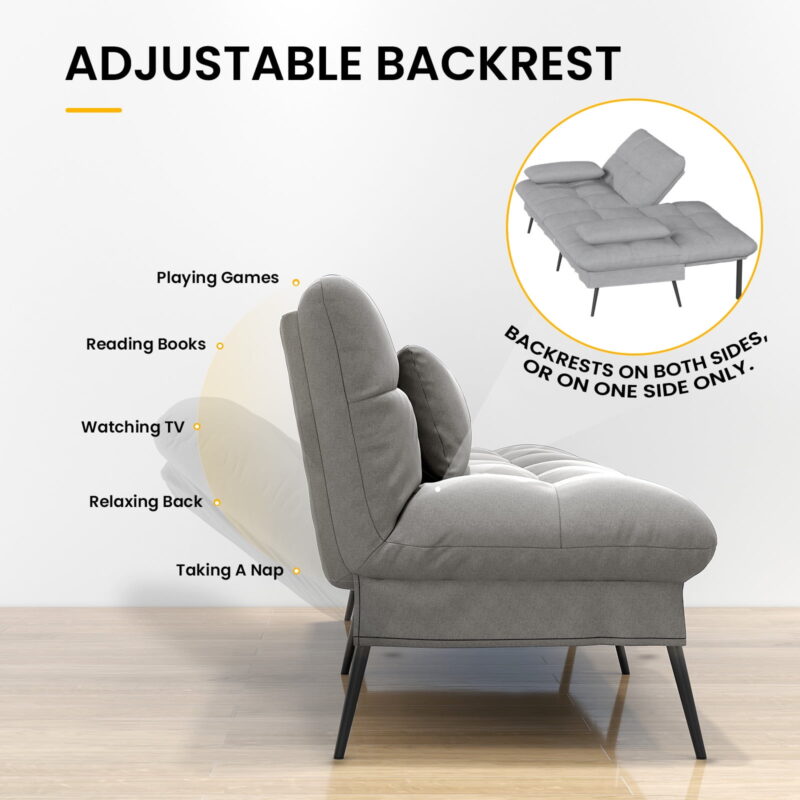 COMHOMA Cloud Comfort Convertible Futon Sofa Bed, Gray - Image 5