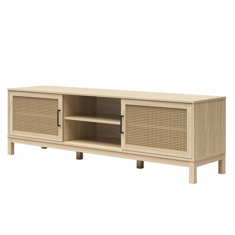 Mainstays Cane TV Stand for TVs up to 85", Spring Pine - Image 3