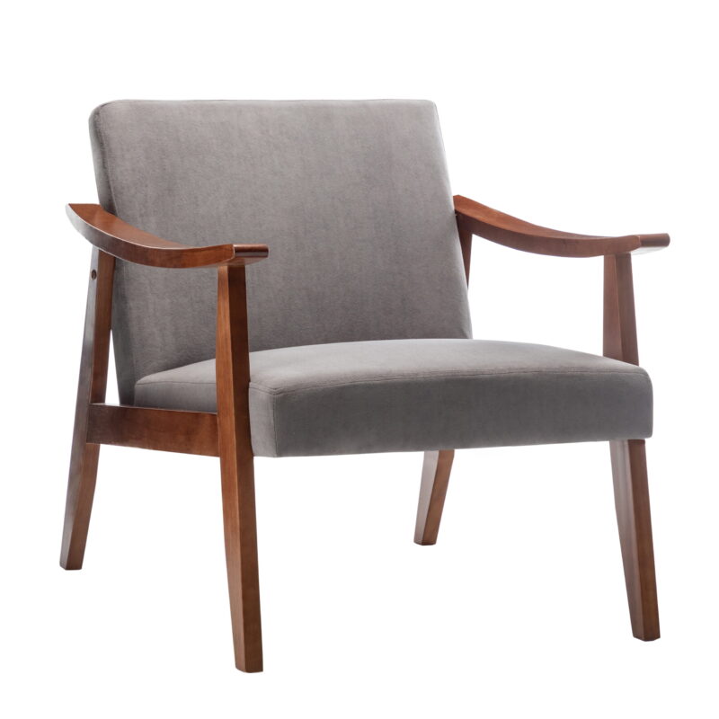US Pride Furniture Gopal 27.2" Wide Velvet Accent Chair, Grey - Image 3