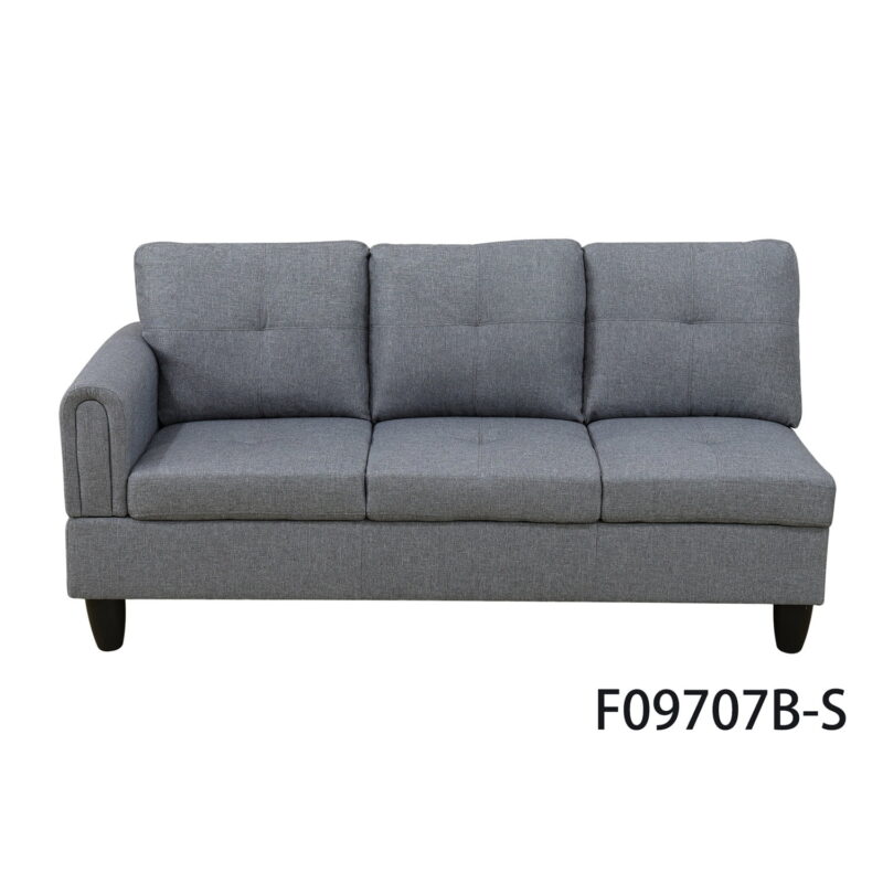 Hommoo Linen Living Room Furniture Sets, 4-Seat Couches and Sofa Set, L Shaped Couch Set Sectional Sofa Set for Home, Apartment, Dorm, Grey(No Ottoman) - Image 4