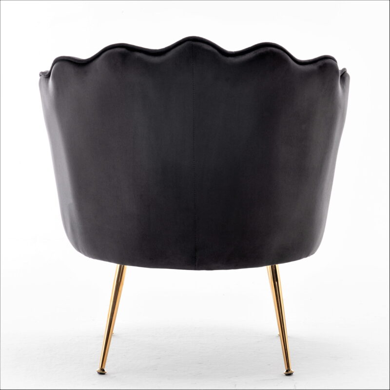 US Pride Furniture Cavett 28.3" Wide Velvet Barrel Chair with Gold Metal Legs Orange - Image 4