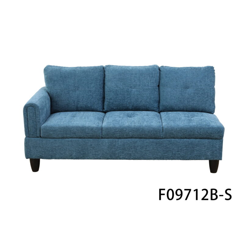 Hommoo Flannel Living Room Furniture Sets, 4-Seat Couches and Sofa Set, L Shaped Couch Set Sectional Sofa Set for Home, Apartment, Dorm, Blue(No Ottoman) - Image 4
