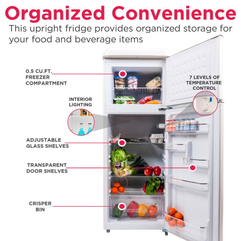 Frigidaire 7.5 Cu. ft. Top Freezer Refrigerator, Cream, Rounded Corners - Retro, EFR756 - Image 3