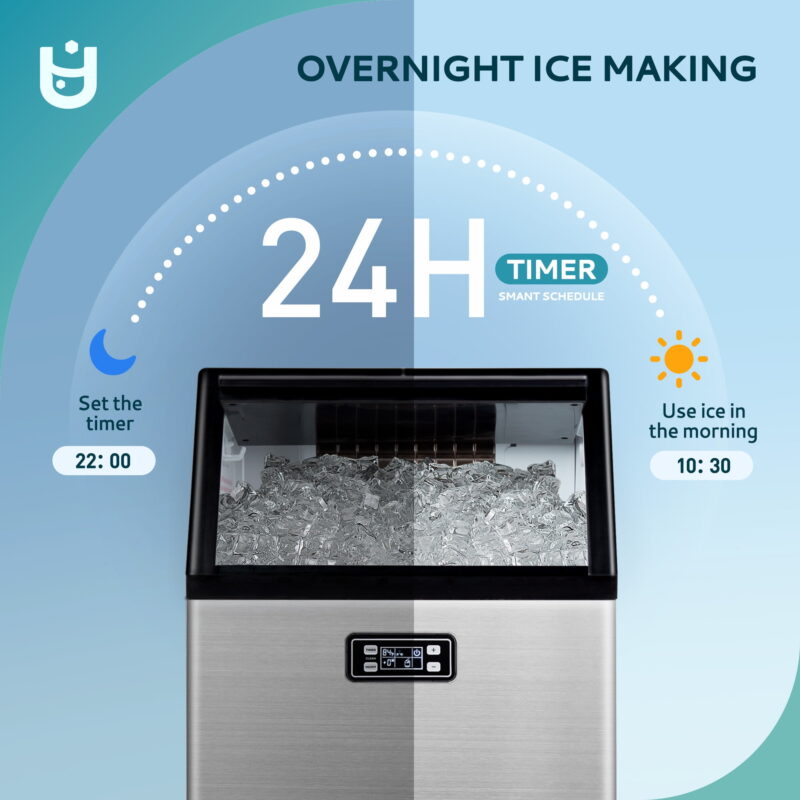 EUHOMY Commercial Ice Maker Machine, 99lbs/24H Stainless Steel Under Counter ice Machine - Image 2