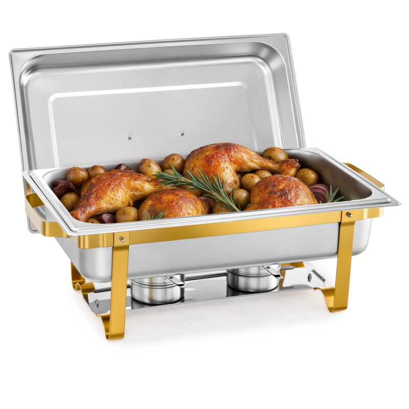 4pc Chafing Dish Buffet Set 9 qt Stainless Steel Food Warmers for Parties Banquets - Image 2