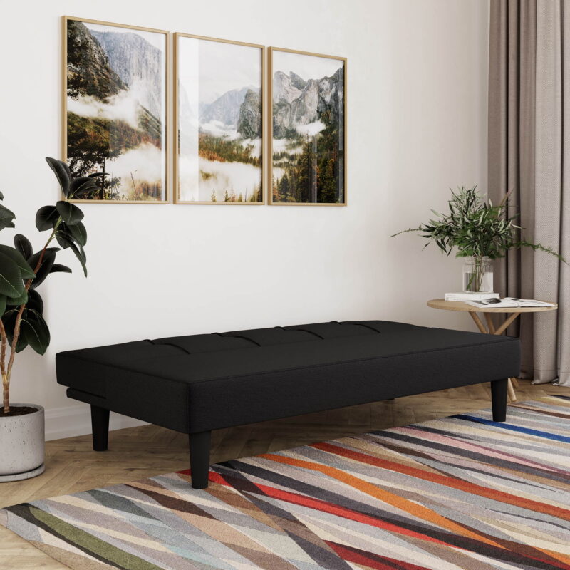 Serta Langston Modern Futon with Black Legs, Black Fabric - Image 5