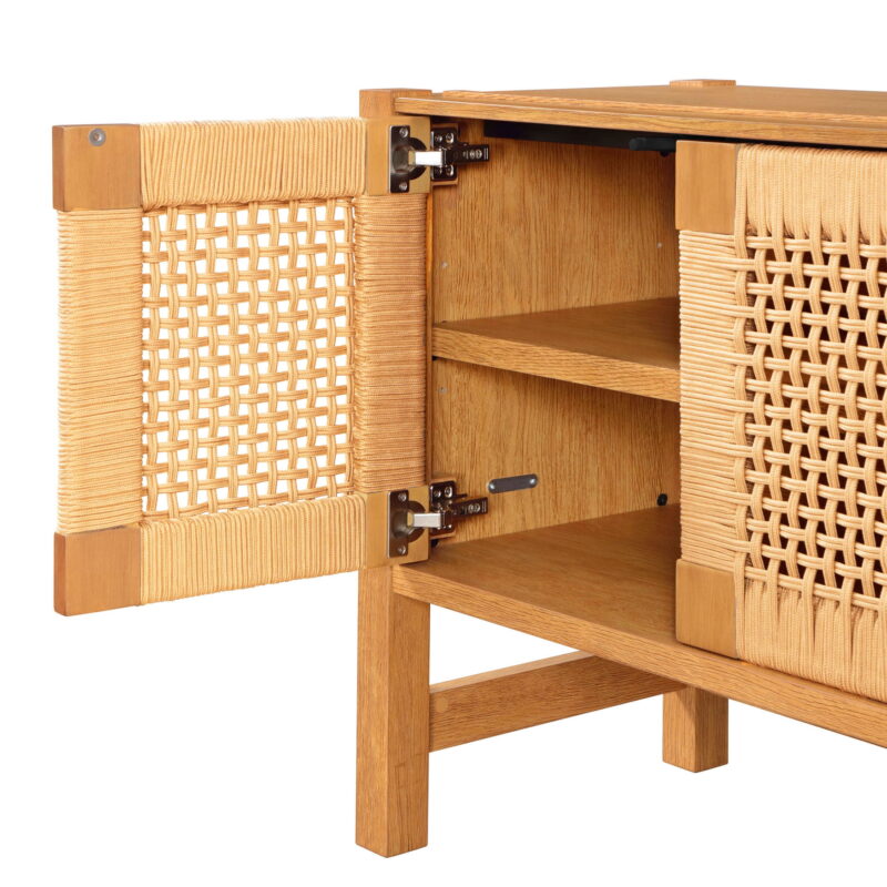 Better Homes & Gardens Vista Woven Coastal TV Stand for TVs up to 65", Light Honey - Image 6
