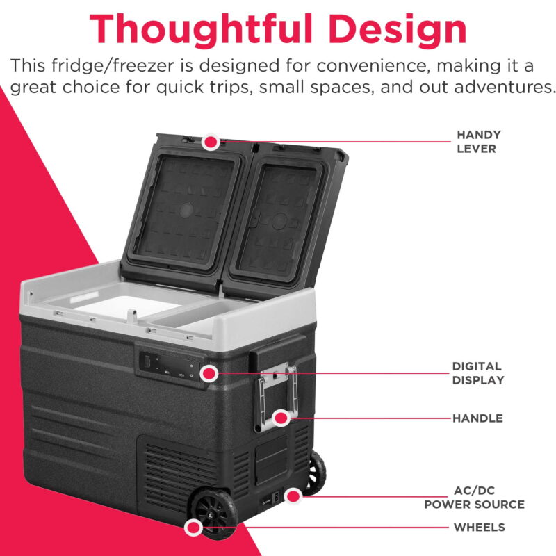 Frigidaire, 52 Qt. (49.1L) Portable Convertible Electric Refrigerator/Freezer Trolley-With App, Dual Zone, Car Fridge, Black - Image 7
