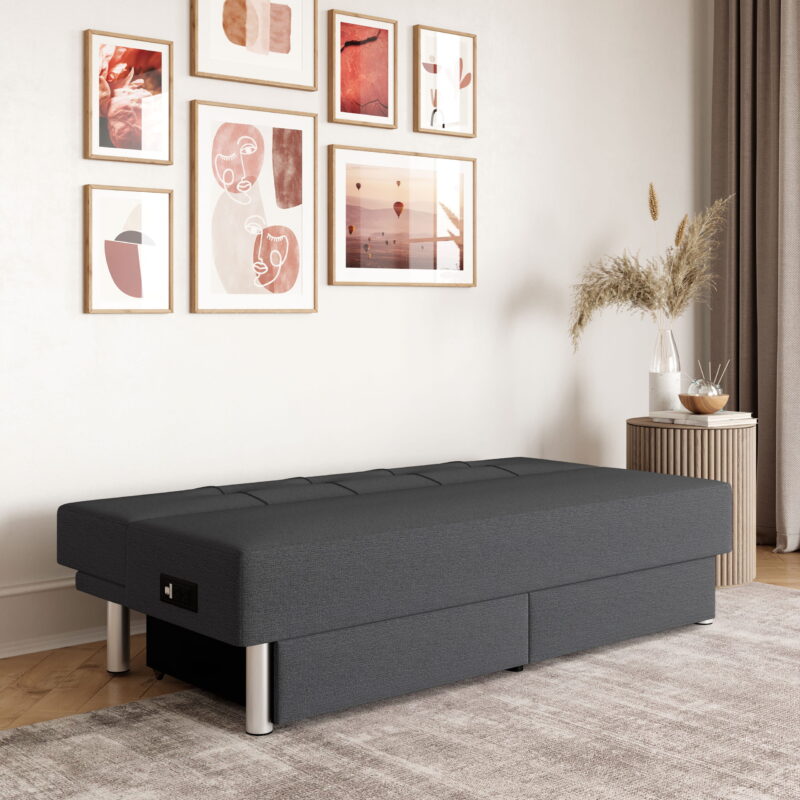 Serta Windsor Futon with Storage and Power, Gray Fabric - Image 6