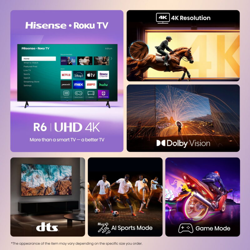 Hisense 75" Class 4K UHD LED LCD Roku Smart TV HDR R6 Series 75R6E4 - Image 5