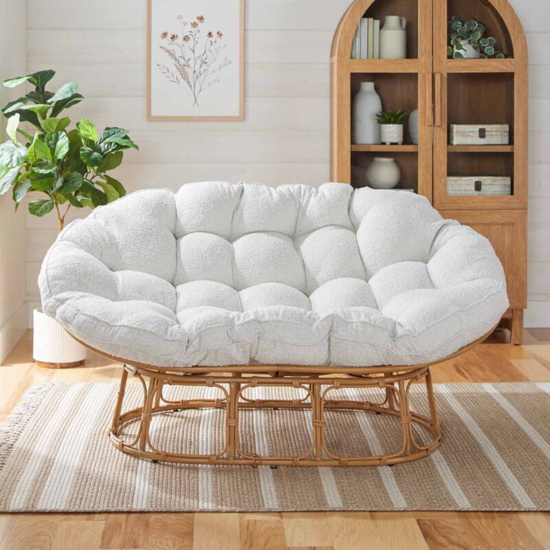 Better Homes & Gardens Double Papasan Accent Chair, Cream Boucle - Image 5