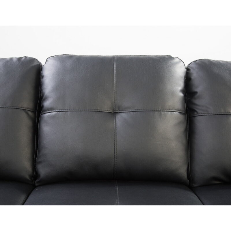 Hommoo Sofa Set, Faux Leather 2-Piece Sofa Living Room Sofa Set,L-Shaped Living Room Sofas,Black - Image 5
