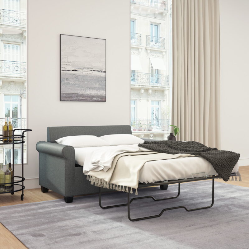 Mainstays Tatum Twin Sleeper 56.25" Loveseat, Dark Gray - Image 4