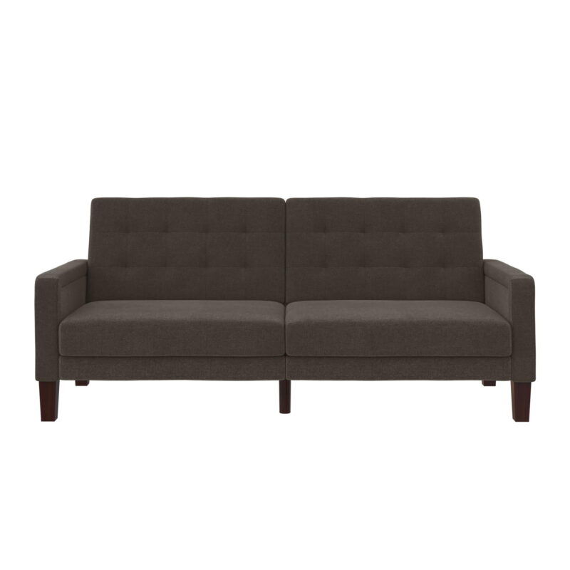 Better Homes & Gardens Porter Fabric Tufted Futon, Gray Linen - Image 5