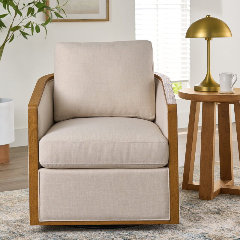 Better Homes & Gardens Windsor Swivel Accent Chair, Cream - Image 3