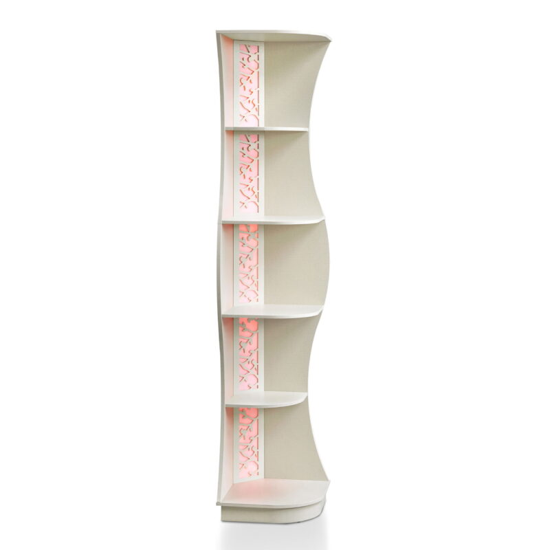 Furniture of America Wilton Adult Contemporary 5-Shelf Corner Bookcase with LED Light, Cream - Image 3