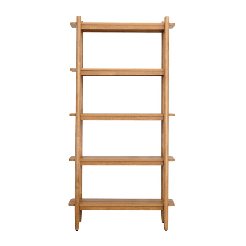 Better Homes & Gardens Springwood 5 Shelf Bookcase with Solid Wood Frame, Light Honey Finish - Image 3