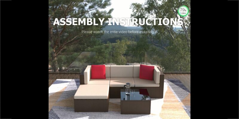 LACOO 5 Pieces Patio Sectional Set PE Rattan Outdoor All-Weather Wicker Conversation Set with Table, Beige - Image 2