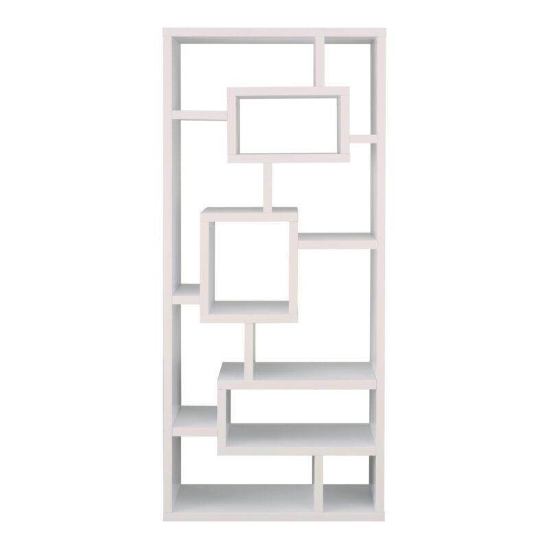 Furniture of America Aix Modern 16-Shelf Geometric Bookcase, White - Image 3