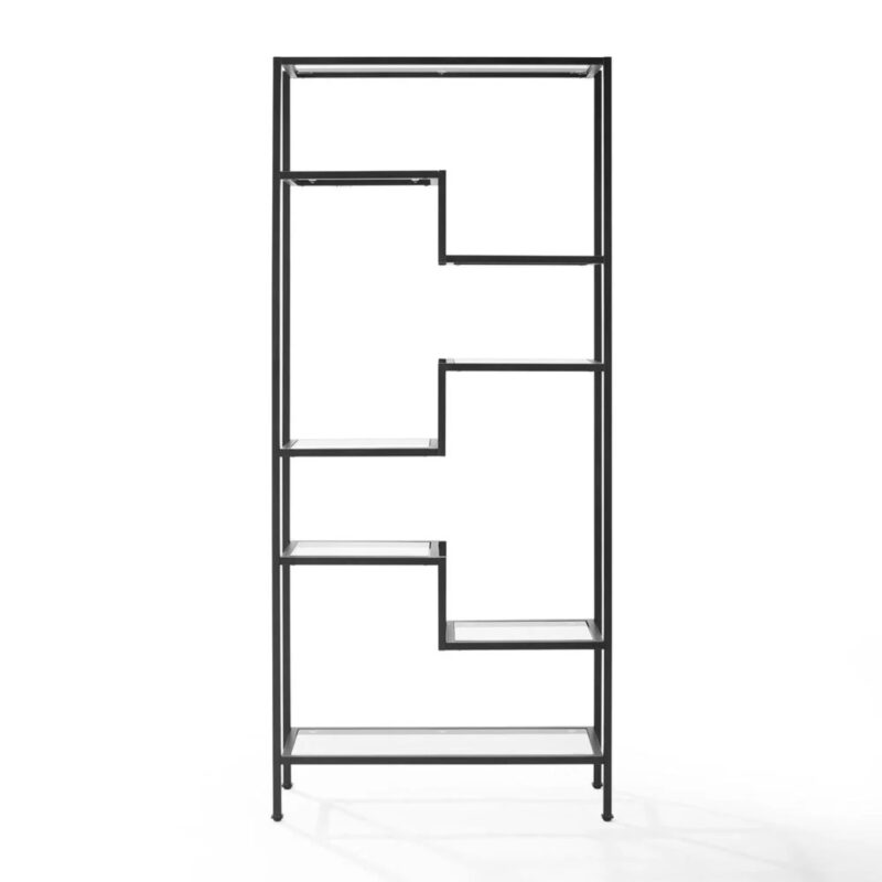 Crosley Furniture Sloane Metal & Glass Etagere in Matte Black - Image 2