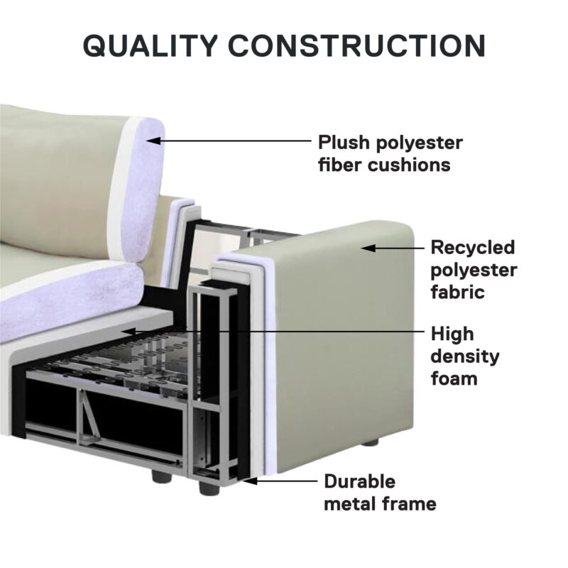 Mainstays Chatham Cloud 74" 3 Seater Upholstered Sofa Couch Modular Design, Cream - Image 2