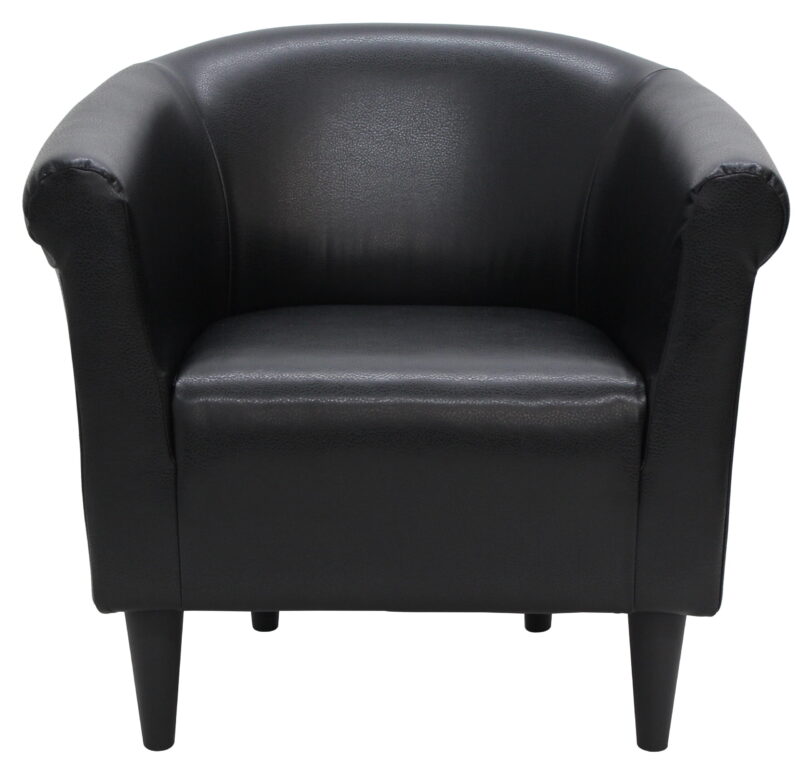 Mainstays Faux Leather Bucket Accent Chair, Black - Image 3