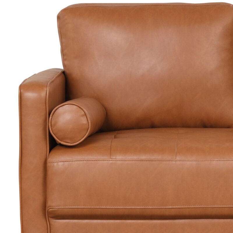 Lifestyle Solutions Lorelei Mid-Century Modern Sofa, Caramel Brown Faux Leather - Image 4
