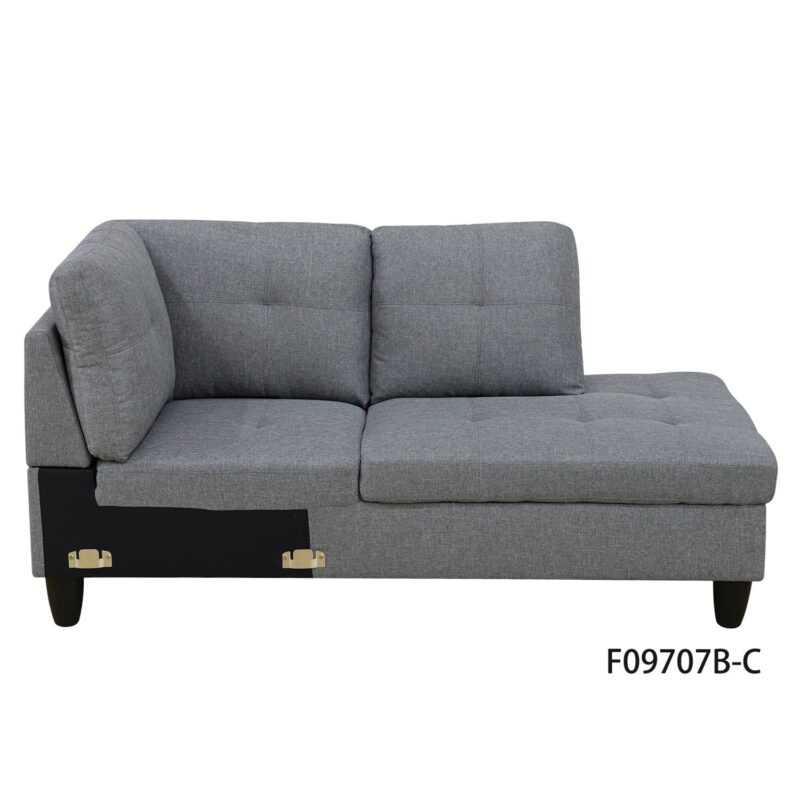 Hommoo Linen Living Room Furniture Sets, 4-Seat Couches and Sofa Set, L Shaped Couch Set Sectional Sofa Set for Home, Apartment, Dorm, Grey(No Ottoman) - Image 5