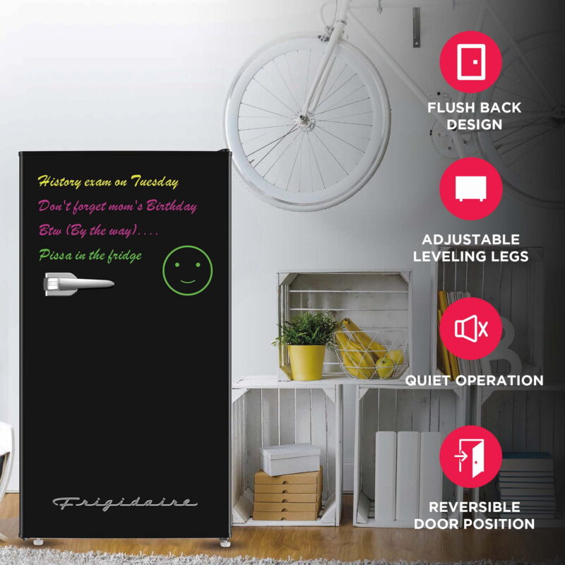 Frigidaire 3.2 Cu Ft Retro Dry Erase Compact Fridge, (EFR331-BLACK), Black - Image 3