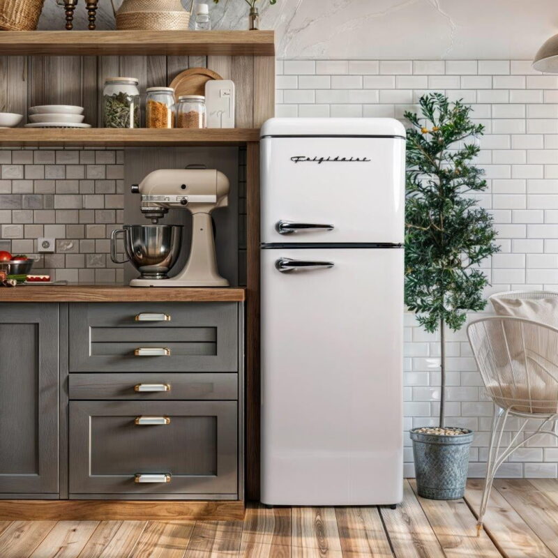 Frigidaire 7.5 Cu. ft. Top Freezer Refrigerator, Cream, Rounded Corners - Retro, EFR756 - Image 6