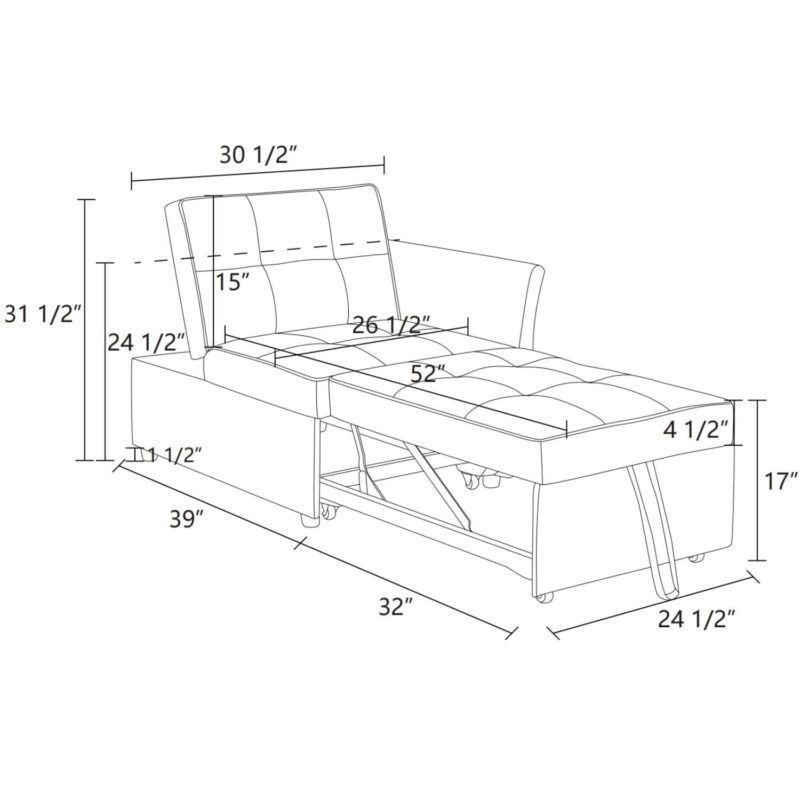 4-in-1 Convertible Futon Pull Out Sofa Bed, Modern Single Sleeper Couch Bed with 2 Pillows for Home Living Room Dorms, Pink - Image 5