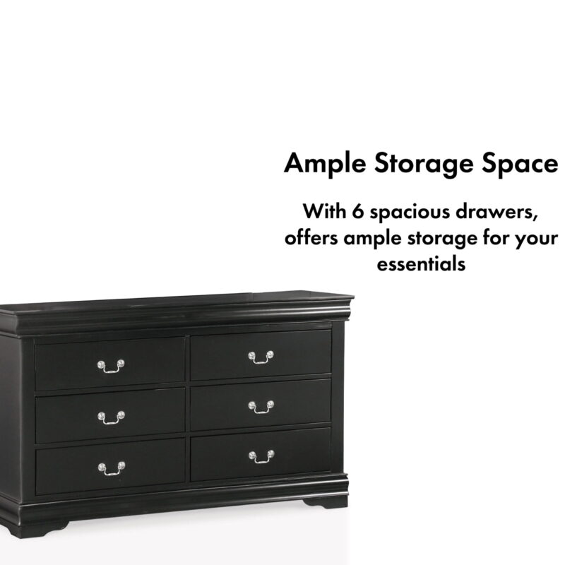 Furniture of America Vrai 6-Drawer Solid Wood Black Dresser - Image 4