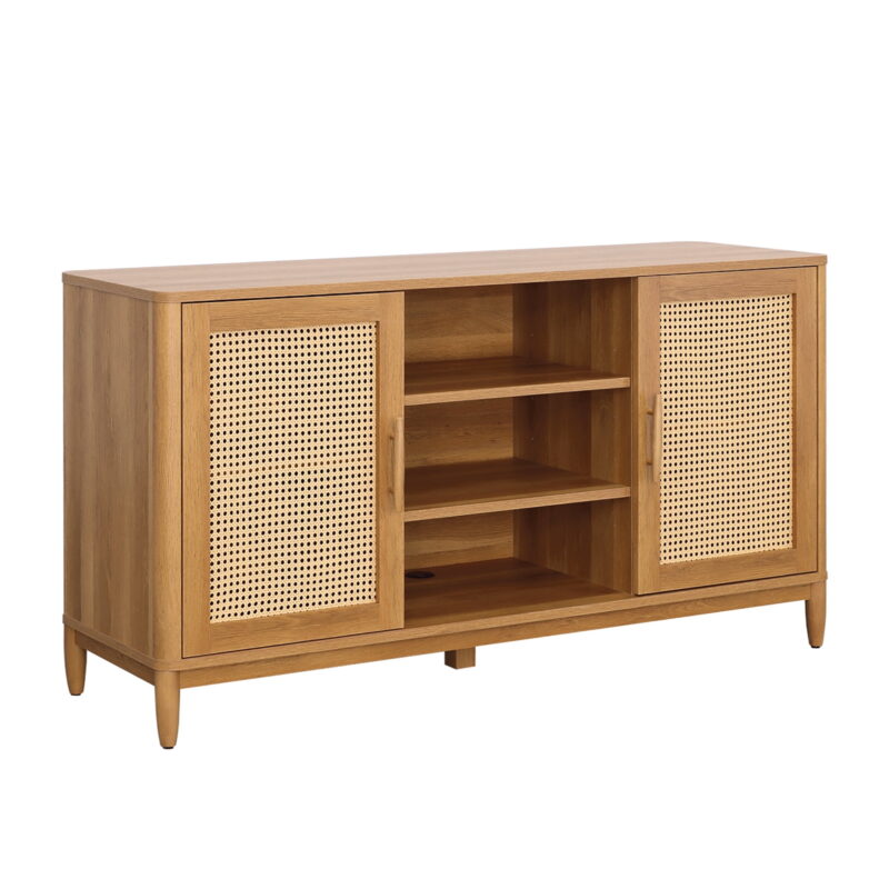 Better Homes & Gardens Springwood Cane TV Stand for TV's up to 65", Light Honey Finish - Image 2