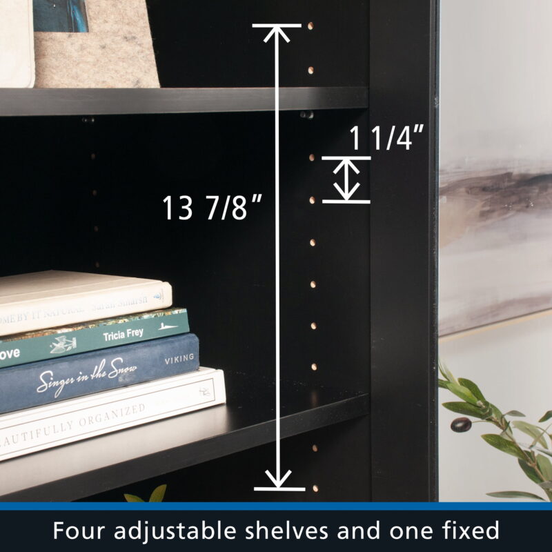 Mainstays Glass Door Storage Bookcase, Black Finish - Image 5