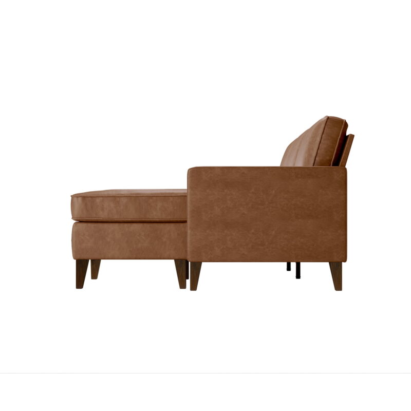 Jianna Faux Leather Reversible Sectional, Saddle Brown - Image 4