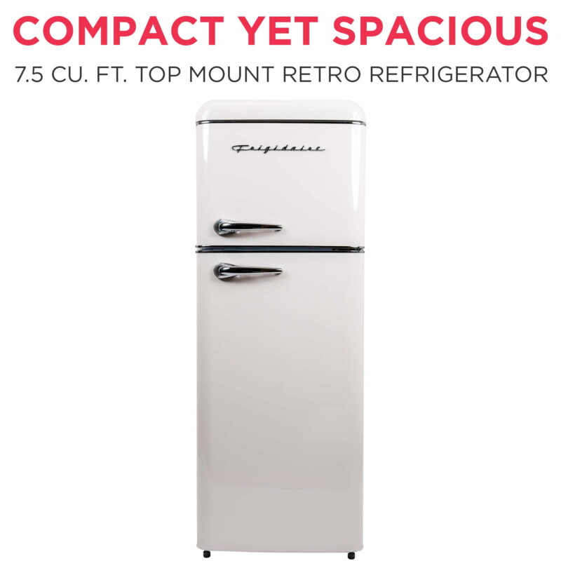 Frigidaire 7.5 Cu. ft. Top Freezer Refrigerator, Cream, Rounded Corners - Retro, EFR756 - Image 4