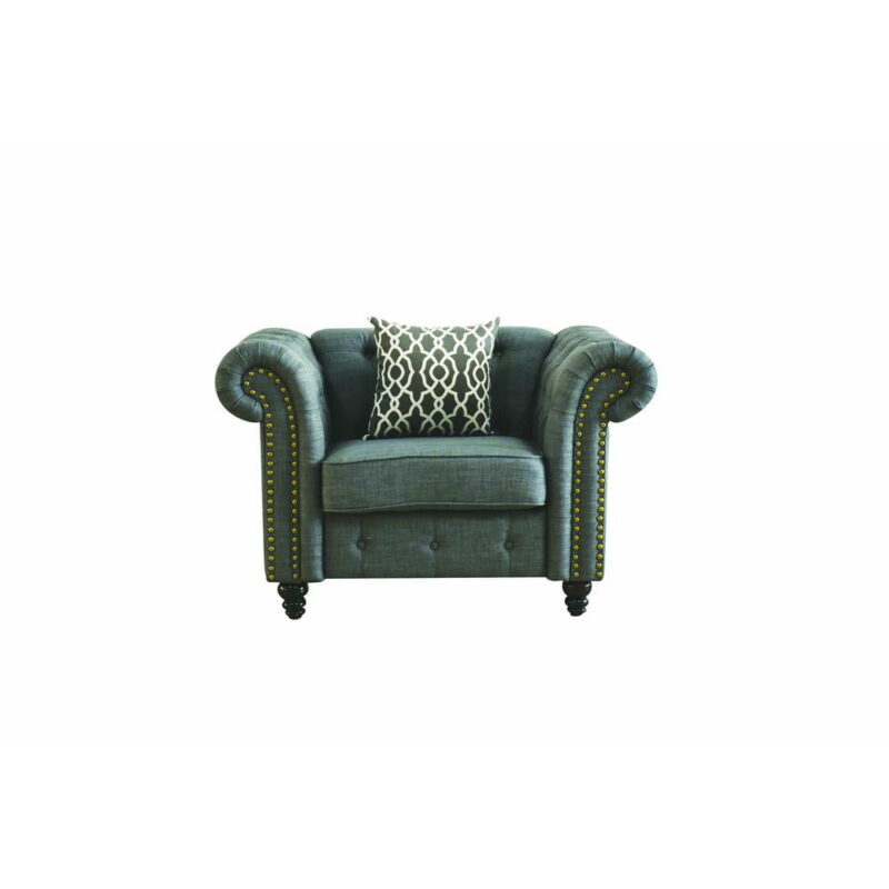 Acme Furniture Aurelia Chair w/1 Pillow, Gray Linen - Image 3
