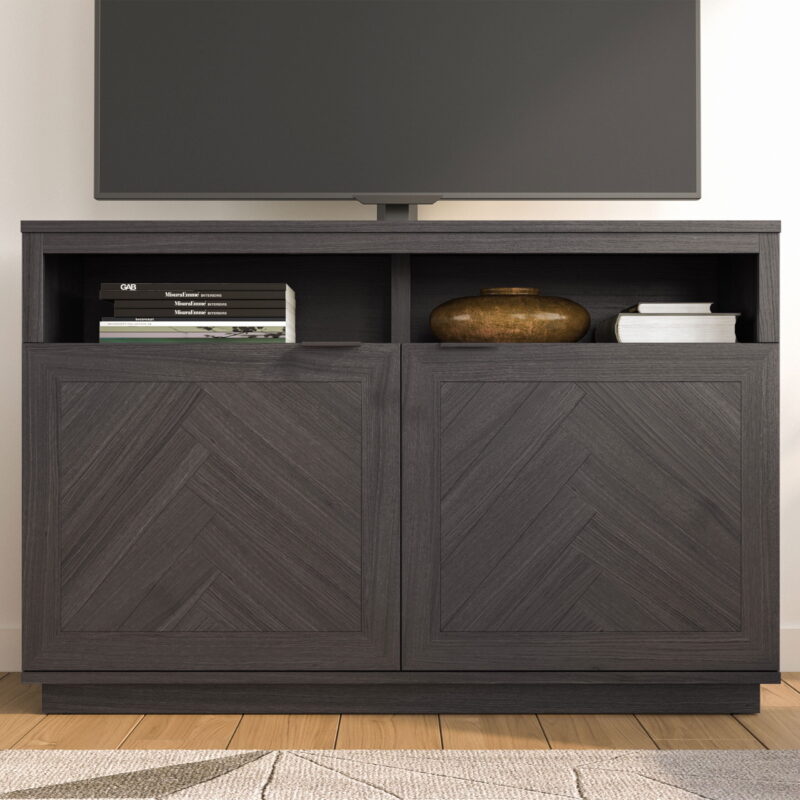 Better Homes & Gardens Herringbone TV Stand for TVs up to 55”, Gray - Image 2