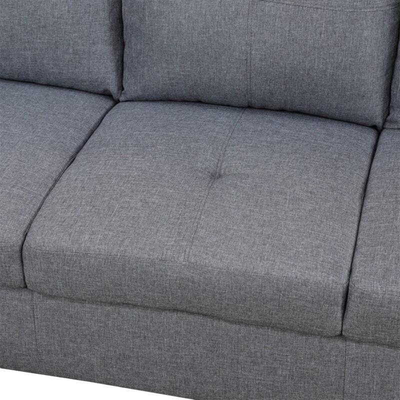 Hommoo Linen Living Room Furniture Sets, 4-Seat Couches and Sofa Set, L Shaped Couch Set Sectional Sofa Set for Home, Apartment, Dorm, Grey(No Ottoman) - Image 7