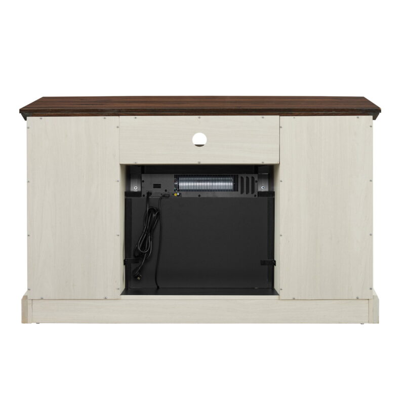 Mainstays Farmhouse Fireplace TV Stand for TVs up to 55", off White/Walnut - Image 4