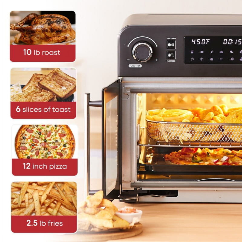 Elite Cuisine EAF9202 Programmable 23L French Door Air Fryer Oven with 10 Menu Functions, and Interior Light, Black - Image 2
